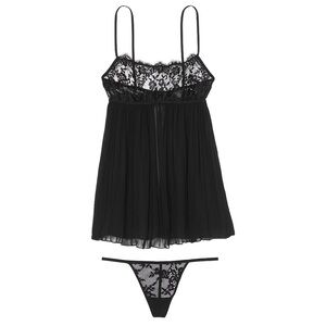Victoria’s Secret Dream Angels Dare to Dream Lace Pleated Babydoll Set Size L